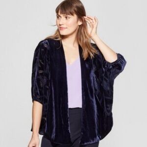 Women's Velvet Cardigan in Navy Blue